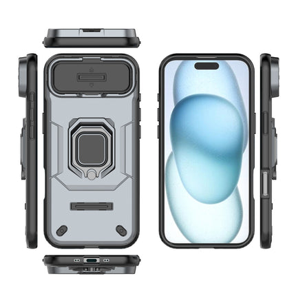 Kapa Armor Slider Back Cover for Apple iPhone 17 Air | Inbuilt Ring + Camera Slider Shockproof Lens Protection Bumper Back Case (Grey)