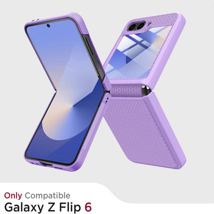 Kapa Textured Grip Hinge Protection Back Cover for Samsung Galaxy Z Flip6 / Z Flip 6 | with [Inbuilt Glass] Full Body Shockproof Hard Back Case (Purple)