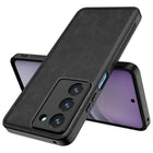 Kapa Tux Leather Back Cover for Realme 14X | Slim Shockproof Camera Protection Bumper Case (Black) - Mobizang
