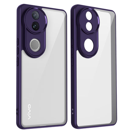 Kapa Hawkeye Clear Back Cover for Vivo V50 5G | Camera Lens Protector Shockproof Slim Clear Case Cover (Purple Sides)