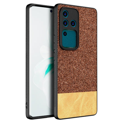 Kapa Soft Fabric & Leather Hybrid Protective Back Cover for Vivo V30 Pro (5G) | Shockproof Slim Hard Anti Slip Back Case (Brown)