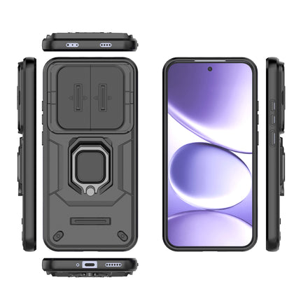 Kapa Armor Slider Back Cover for Redmi Note 15 Pro 5G | Inbuilt Ring + Camera Slider Shockproof Lens Protection Bumper Back Case (Black) - Mobizang