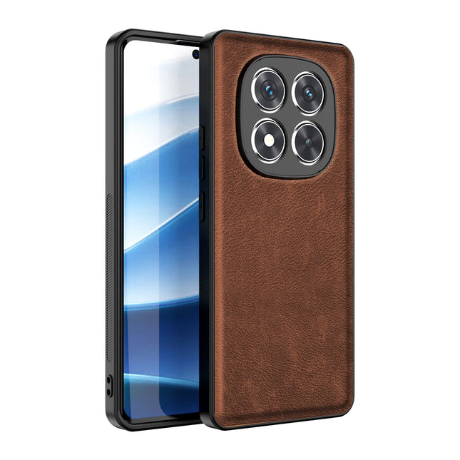 Kapa Tux Leather Back Cover for Redmi Note 14 Pro (5G) | Slim Shockproof Camera Protection Bumper Case (Brown)