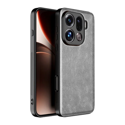 Kapa Tux Leather Back Cover for Oppo Find X9 Pro | Slim Shockproof Camera Protection Bumper Case (Grey)