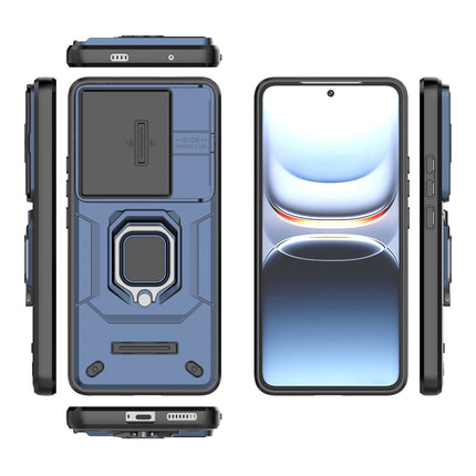 Kapa Armor Slider Back Cover for Iqoo 13 5G | Inbuilt Ring + Camera Slider Shockproof Lens Protection Bumper Back Case (Blue)