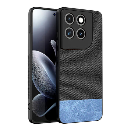 Kapa Soft Fabric & Leather Hybrid Protective Back Cover for Moto Edge 70 | Shockproof Slim Hard Anti Slip Back Case (Black,Blue)