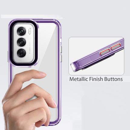 Kapa Warrior Acrylic Clear Back Cover For Oppo Reno 12 (5G) | Slim Shockproof [Military Grade Protection] Hybrid Bumper Case (Purple Sides) - Mobizang