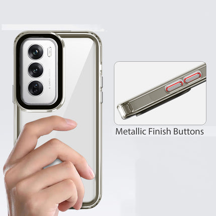 Kapa Warrior Acrylic Clear Back Cover For Oppo Reno 12 (5G) | Slim Shockproof [Military Grade Protection] Hybrid Bumper Case (Grey Sides) - Mobizang