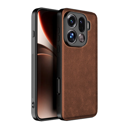 Kapa Tux Leather Back Cover for Oppo Find X9 Pro | Slim Shockproof Camera Protection Bumper Case (Brown) - Mobizang