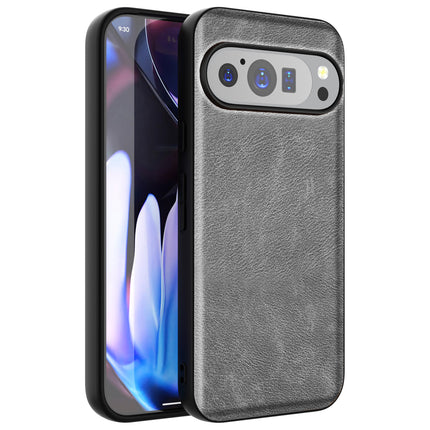 Kapa Tux Leather Back Cover for Google Pixel 9 / Pixel 9 PRO | Slim Shockproof Camera Protection Bumper Case (Grey) - Mobizang