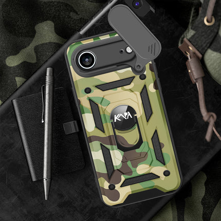 Kapa Tank Back Cover for Apple iPhone 17 Air | Inbuilt Ring + Slider Shockproof Lens Protection Bumper Back Case (Green)