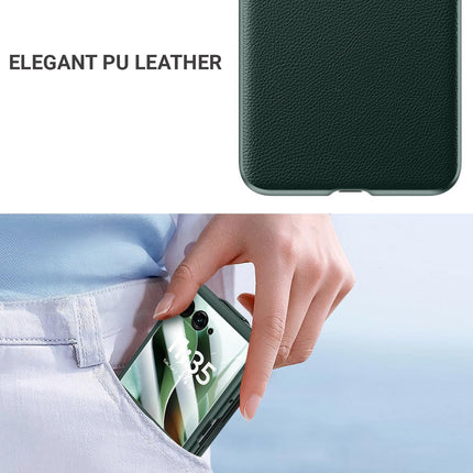 Kapa Leather Hinge Protection Back Cover for Moto Razr 60 Ultra| with [Inbuilt Glass] Full Body Shockproof Hard Back Case (Green)