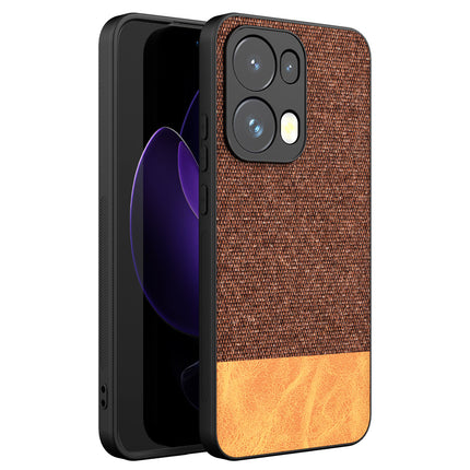 Kapa Soft Fabric & Leather Hybrid Protective Back Cover for Oppo Reno 13 Pro | Shockproof Slim Hard Anti Slip Back Case (Brown)