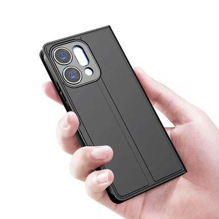 Kapa Noble Slim Magnetic Leather Flip Case Cover for Oppo Reno 14 5G | Card Holder Stand Flip Wallet Case (Black) - Mobizang