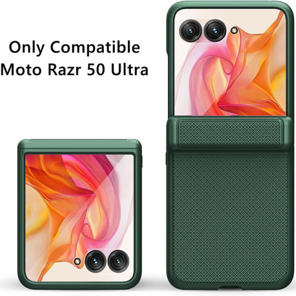 Kapa Textured Grip Hinge Protection Back Cover for Moto Razr 50 Ultra| with [Inbuilt Glass] Full Body Shockproof Hard Back Case (Green)