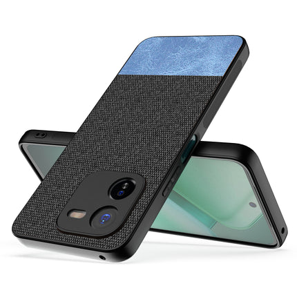 Kapa Soft Fabric & Leather Hybrid Protective Back Cover for IQOO Z9X | Shockproof Slim Hard Anti Slip Back Case (Black,Blue)