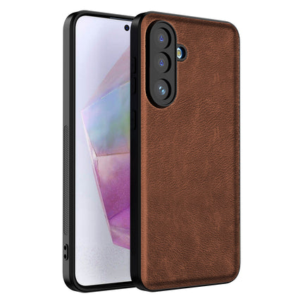 Kapa Tux Leather Back Cover for Samsung Galaxy M36 / F36 5G | Slim Shockproof Camera Protection Bumper Case (Brown)