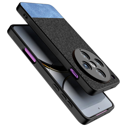Kapa Soft Fabric & Leather Hybrid Protective Back Cover for Oppo Find X8 Pro | Shockproof Slim Hard Anti Slip Back Case (Black,Blue)