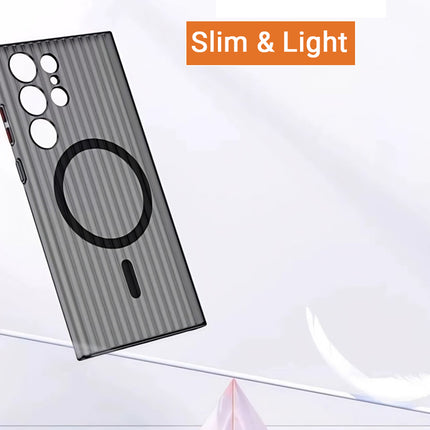 Kapa Matte Magnetic Wave Grip Back Cover for Samsung Galaxy S24 Ultra | [MagSafe Compatible] Wireless charging, Slim, Metal Buttons, Frosted Back Case (Grey)