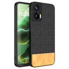 Kapa Soft Fabric & Leather Hybrid Protective Back Cover for Moto G35 | Shockproof Slim Hard Anti Slip Back Case (Black,Brown)