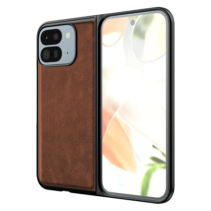 Kapa Tux Leather Back Cover for Google Pixel 9 Pro Fold | Slim Shockproof Camera Protection Bumper Case (Brown) - Mobizang