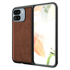 Kapa Tux Leather Back Cover for Google Pixel 9 Pro Fold | Slim Shockproof Camera Protection Bumper Case (Brown) - Mobizang