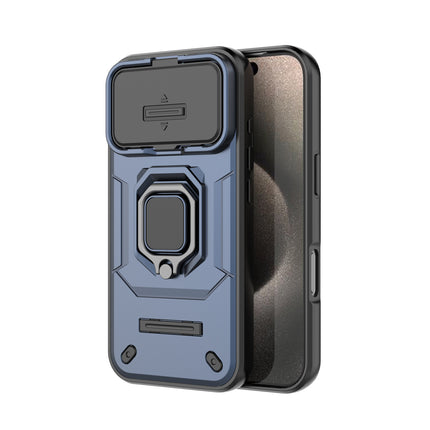 Kapa Armor Slider Back Cover for Apple iPhone 17 Pro | Inbuilt Ring + Camera Slider Shockproof Lens Protection Bumper Back Case (Blue)