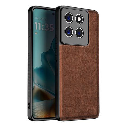 Kapa Tux Leather Back Cover for Moto Edge 60 / Edge 60 Fusion | Slim Shockproof Camera Protection Bumper Case (Brown)