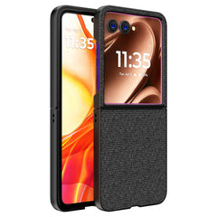 Kapa Soft Full Fabric Protective Back Case Cover for Motorola Razr 50 Ultra | Shockproof Slim Hard Anti Slip Back Case (Black) - Mobizang