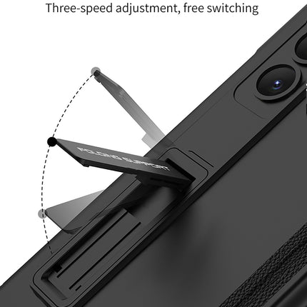 Kapa Magnetic Hinge With Inbuilt Stand Case for Samsung Galaxy Z Fold 6 | Shockproof Stand Hybrid Bumper Back Cover (Black) - Mobizang