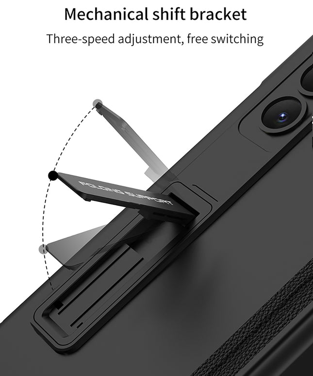 Kapa Magnetic Hinge With Inbuilt Stand Case for Samsung Galaxy Z Fold 6 | Shockproof Stand Hybrid Bumper Back Cover (Black) - Mobizang