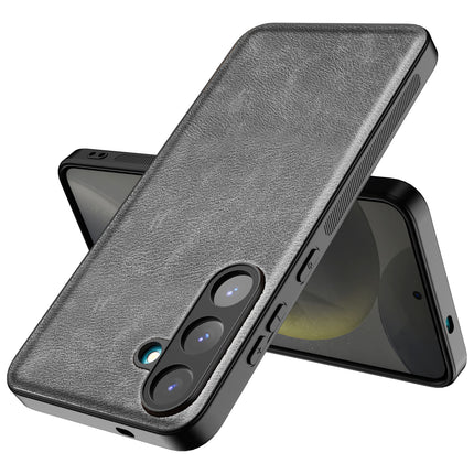 Kapa Tux Leather Back Cover for Samsung Galaxy S25 Plus | Slim Shockproof Camera Protection Bumper Case (Grey) - Mobizang