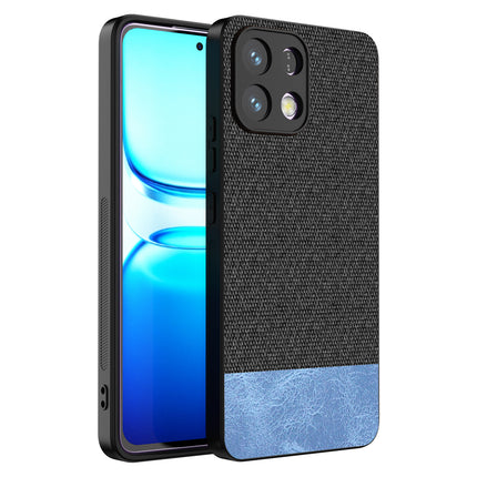 Kapa Soft Fabric & Leather Hybrid Protective Back Cover for Oppo K13 5G | Shockproof Slim Hard Anti Slip Back Case (Black,Blue) - Mobizang