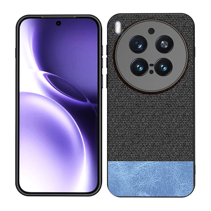 Kapa Soft Fabric & Leather Hybrid Protective Back Cover for Vivo X300 Pro 5G | Shockproof Slim Hard Anti Slip Back Case (Black,Blue)