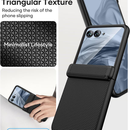 Kapa Textured Grip Hinge Protection Back Cover for Moto Razr 60/50 | with [Inbuilt Glass] Full Body Shockproof Hard Back Case (Black)