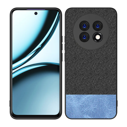 Kapa Soft Fabric & Leather Hybrid Protective Back Cover for Realme 13 PRO / 13 PRO PLUS | Shockproof Slim Hard Anti Slip Back Case (Black,Blue)