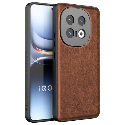 Kapa Tux Leather Back Cover for Iqoo 13 (5G) | Slim Shockproof Camera Protection Bumper Case (Brown)