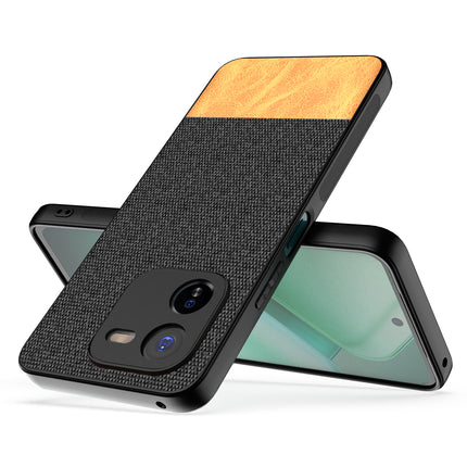 Kapa Soft Fabric & Leather Hybrid Protective Back Cover for IQOO Z9X | Shockproof Slim Hard Anti Slip Back Case (Black,Brown)