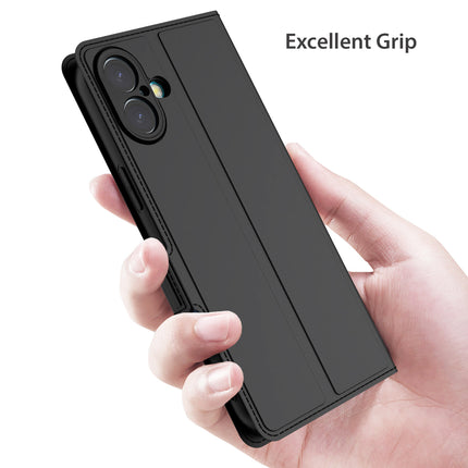 Kapa Noble Slim Magnetic Leather Flip Case Cover for Apple iPhone 16 | Card Holder Stand Flip Wallet Case (Black) - Mobizang