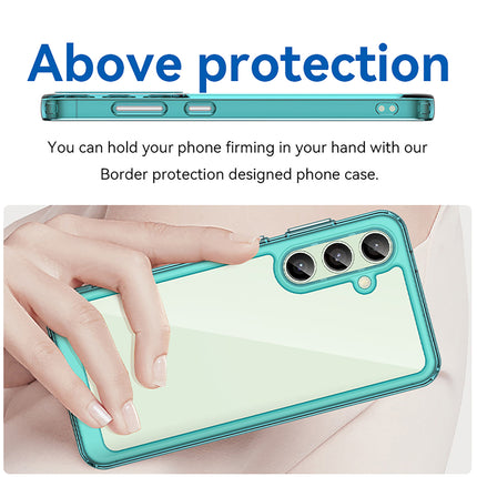 Kapa Unicorn Acrylic Clear Back Cover For Samsung Galaxy S24 FE | Slim Shockproof [Military Grade Protection] Hybrid Bumper Case (Blue Sides)