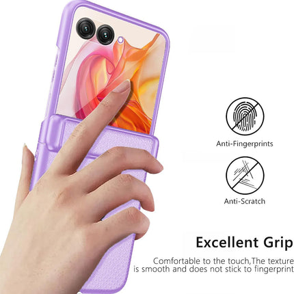 Kapa Textured Grip Hinge Protection Back Cover for Moto Razr 50 Ultra| with [Inbuilt Glass] Full Body Shockproof Hard Back Case (Purple) - Mobizang