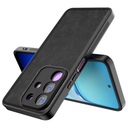 Kapa Tux Leather Back Cover for Iqoo Z10x 5G / Vivo T4x 5G | Slim Shockproof Camera Protection Bumper Case (Black)