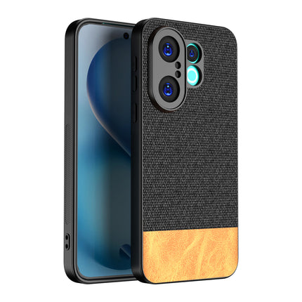 Kapa Soft Fabric & Leather Hybrid Protective Back Cover for Vivo X200 FE 5G | Shockproof Slim Hard Anti Slip Back Case (Black,Brown)