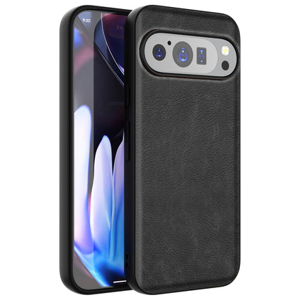 Kapa Tux Leather Back Cover for Google Pixel 9 / Pixel 9 PRO | Slim Shockproof Camera Protection Bumper Case (Black)