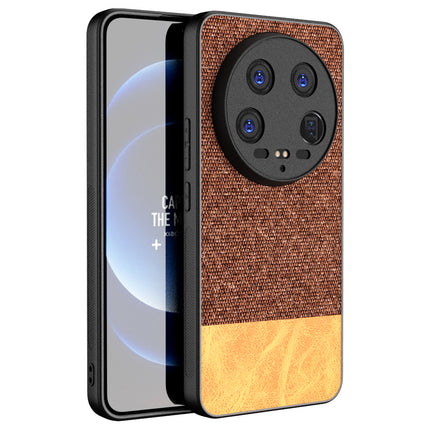 Kapa Soft Fabric & Leather Hybrid Protective Back Cover for Xiaomi 14 ULTRA (5G) | Shockproof Slim Hard Anti Slip Back Case (Brown)
