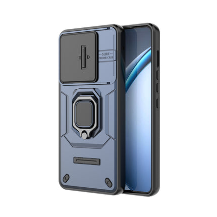 Kapa Armor Slider Back Cover for Oppo K13 Turbo / K13 Turbo Pro | Inbuilt Ring + Camera Slider Shockproof Lens Protection Bumper Back Case (Blue)