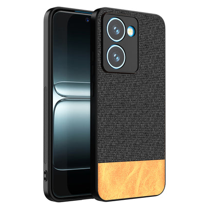Kapa Soft Fabric & Leather Hybrid Protective Back Cover for Realme P3 Ultra 5G | Shockproof Slim Hard Anti Slip Back Case (Black,Brown)