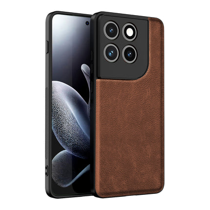 Kapa Tux Leather Back Cover for Moto Edge 70 | Slim Shockproof Camera Protection Bumper Case (Brown)