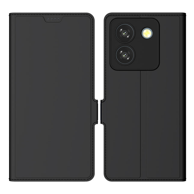 Kapa Noble Slim Magnetic Leather Flip Case Cover for Poco M7 Pro | Card Holder Stand Flip Wallet Case (Black) - Mobizang
