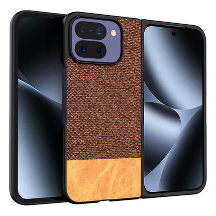 Kapa Soft Fabric & Leather Hybrid Protective Back Cover for Google Pixel 10 PRO FOLD | Shockproof Slim Hard Anti Slip Back Case (Brown)